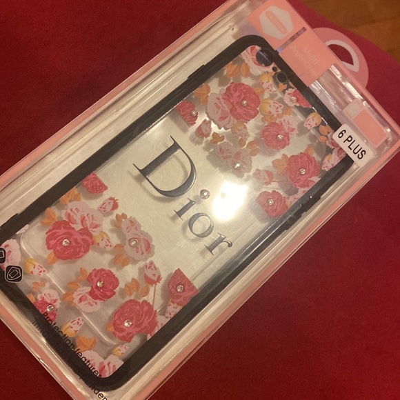 Dior Black and Pink Phone Case with Floral Design - Picture 2 of 2